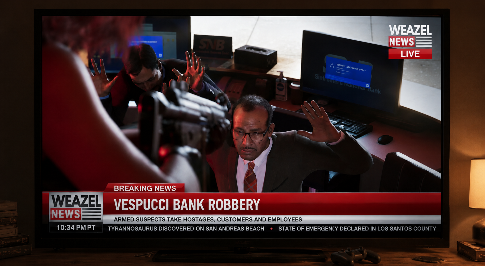 Weazel News broadcast — recent SNB Vice City incident